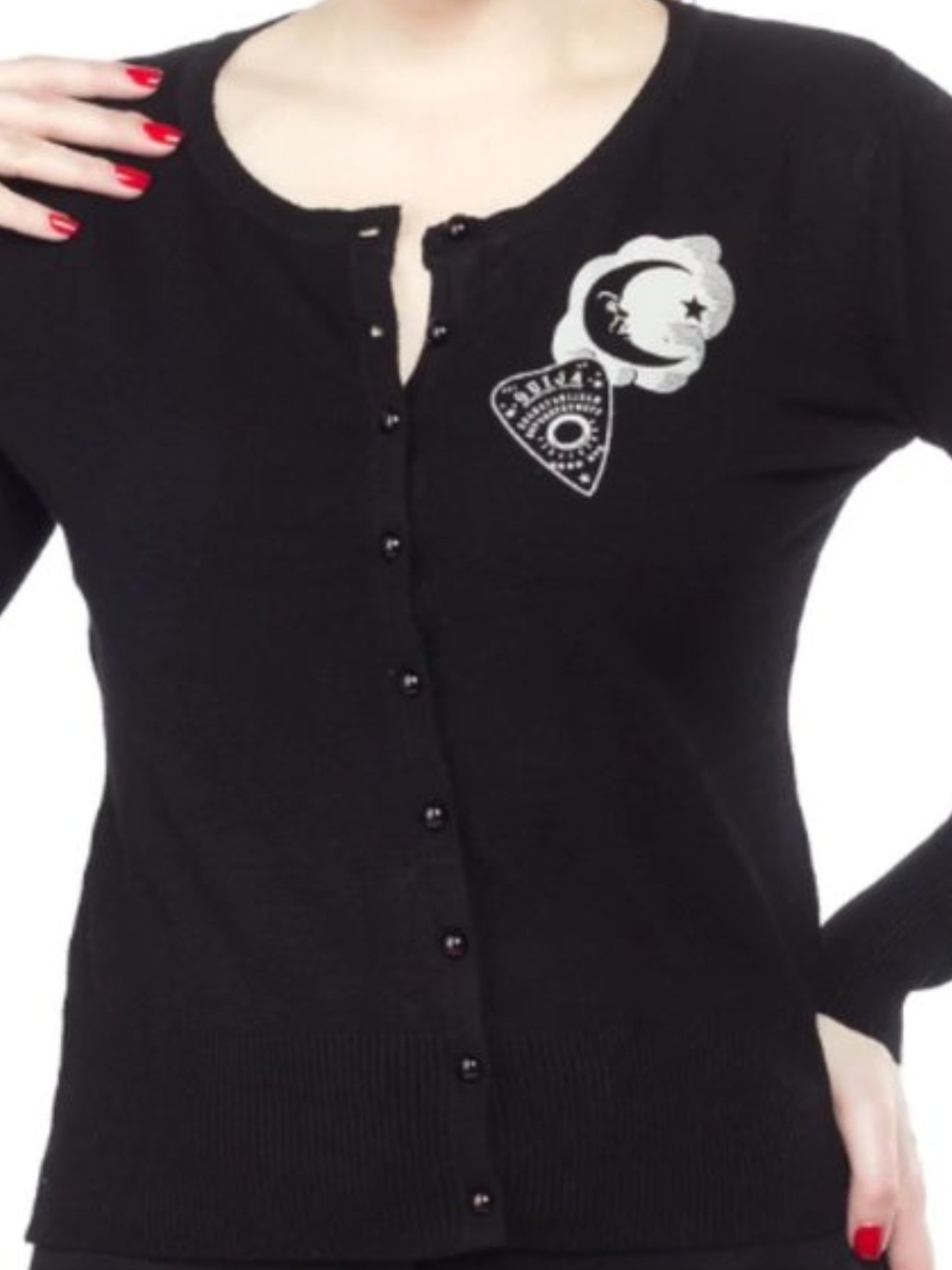 Hell Bunny Black Women’s Sweater with Moon & Ouija Motif
